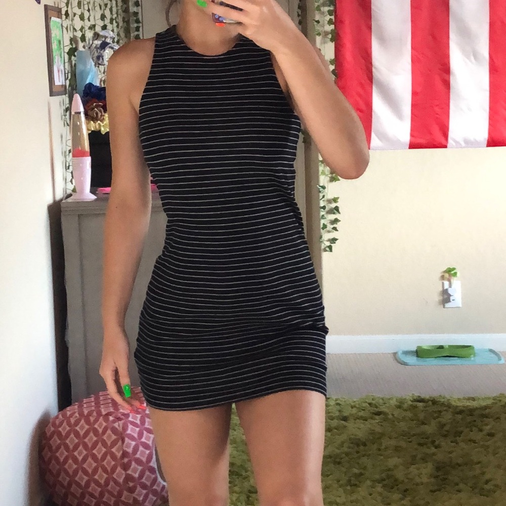 Black and white striped dress